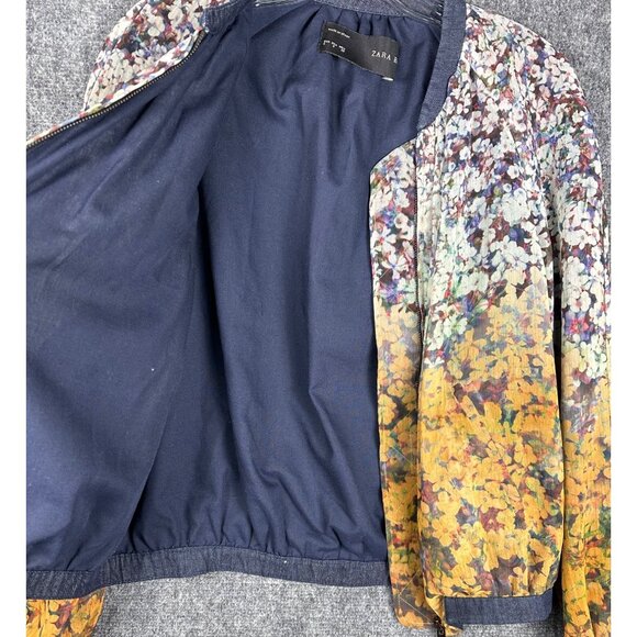 Zara Basic Womens Floral Bomber Jacket Small Bloomcore Cottage Girly Boho - Picture 11 of 12
